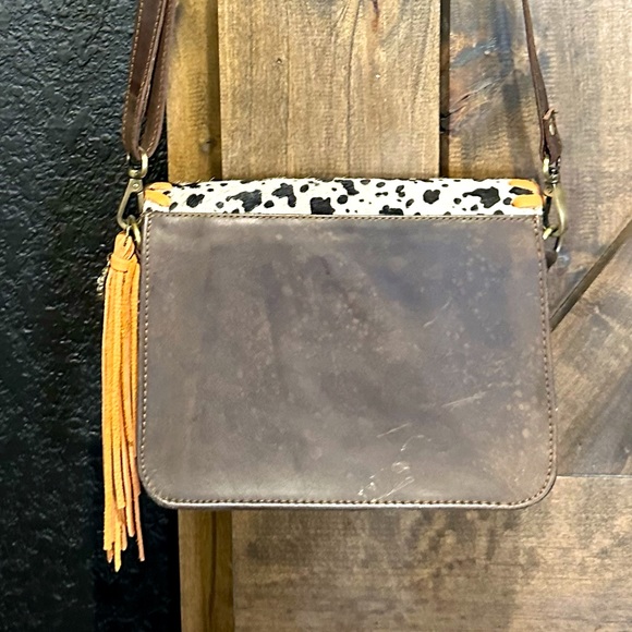 EUC Sandra Ling Speckled Hide & Brown Leather Small Bag - Picture 6 of 12